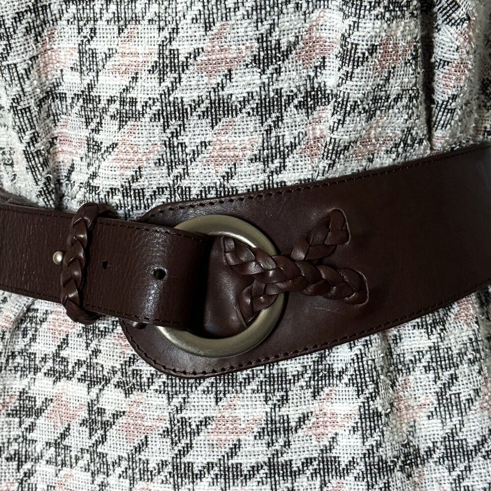 J Jill Brown Belt Women's Dark Brown Genuine Leather Metal Buckle Size XL